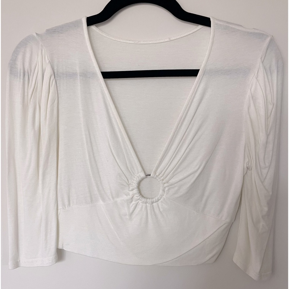 White Eyehole Looser Fit Crop Top
